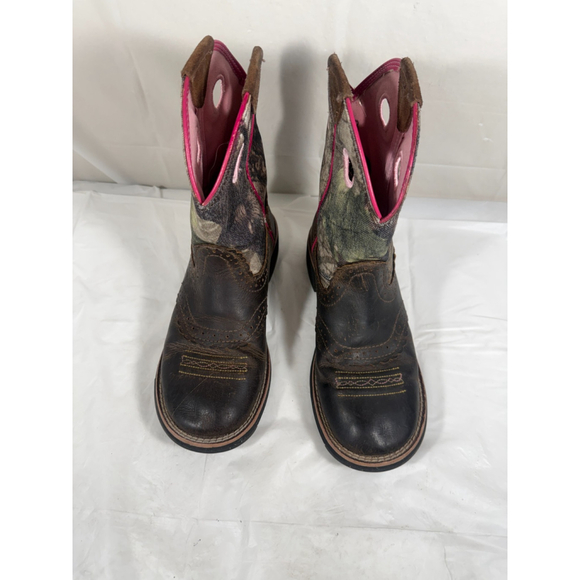 Ariat Fatbaby Western Camo Brown Leather Ranch Cowboy Boots 10006854 Womens 6B - Picture 13 of 16